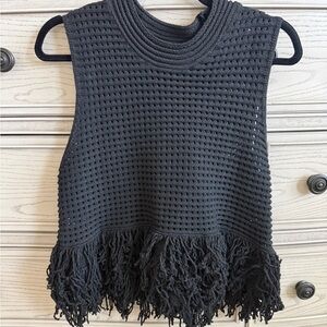 Zara Sleeveless Knit Top with Fringe
